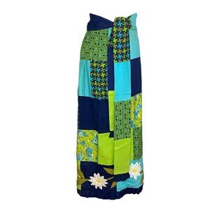 VTG 70s Patchwork Maxi Skirt  Sz L Grass Roots Festival Boho‎ festival hippie